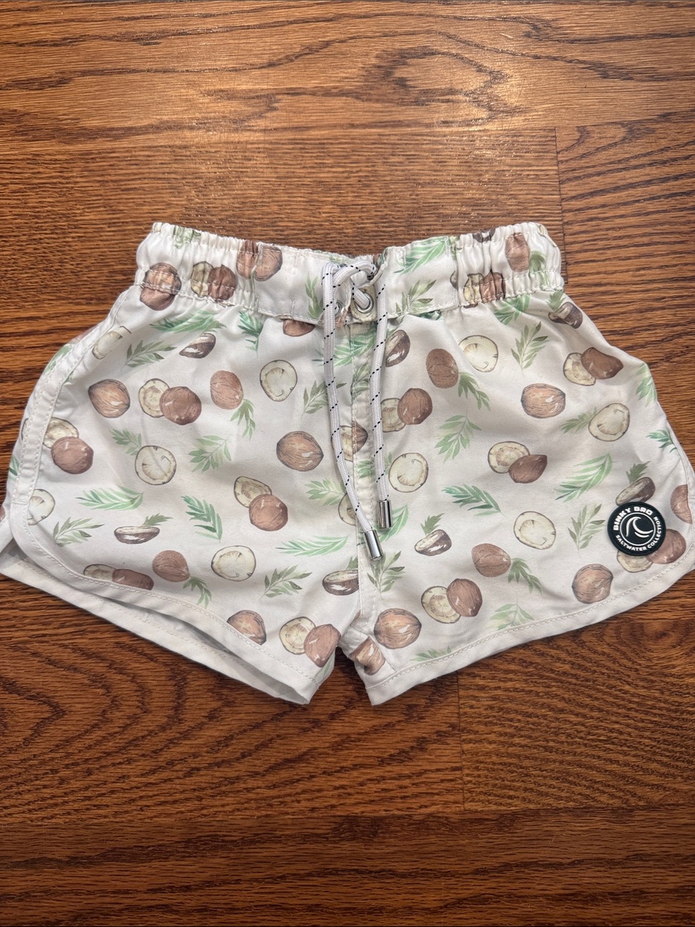 BINKY BRO Coconut Print White Swim Shorts